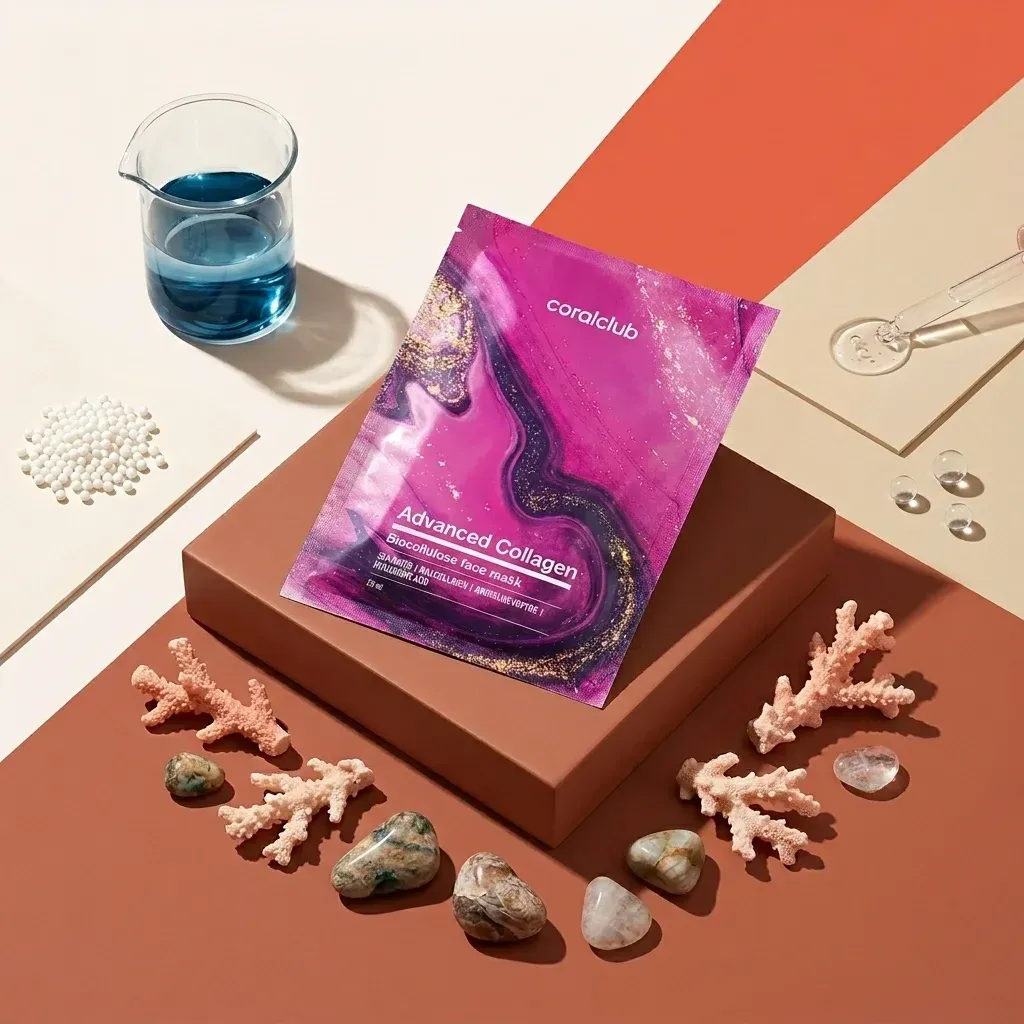 Advanced Collagen Biocellulose Facial Mask de la Coral Club, alături de ingredientele sale