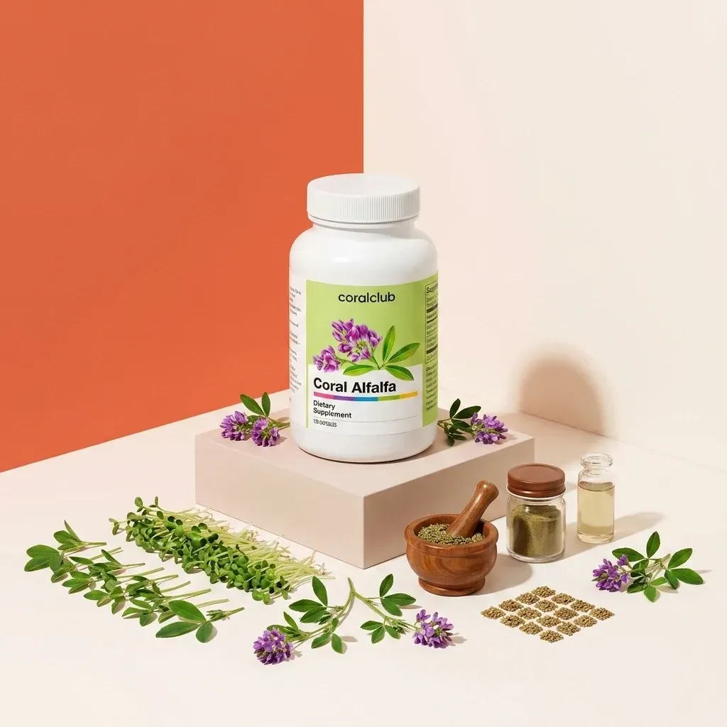Coral Alfalfa de la Coral Club, alături de ingredientele sale