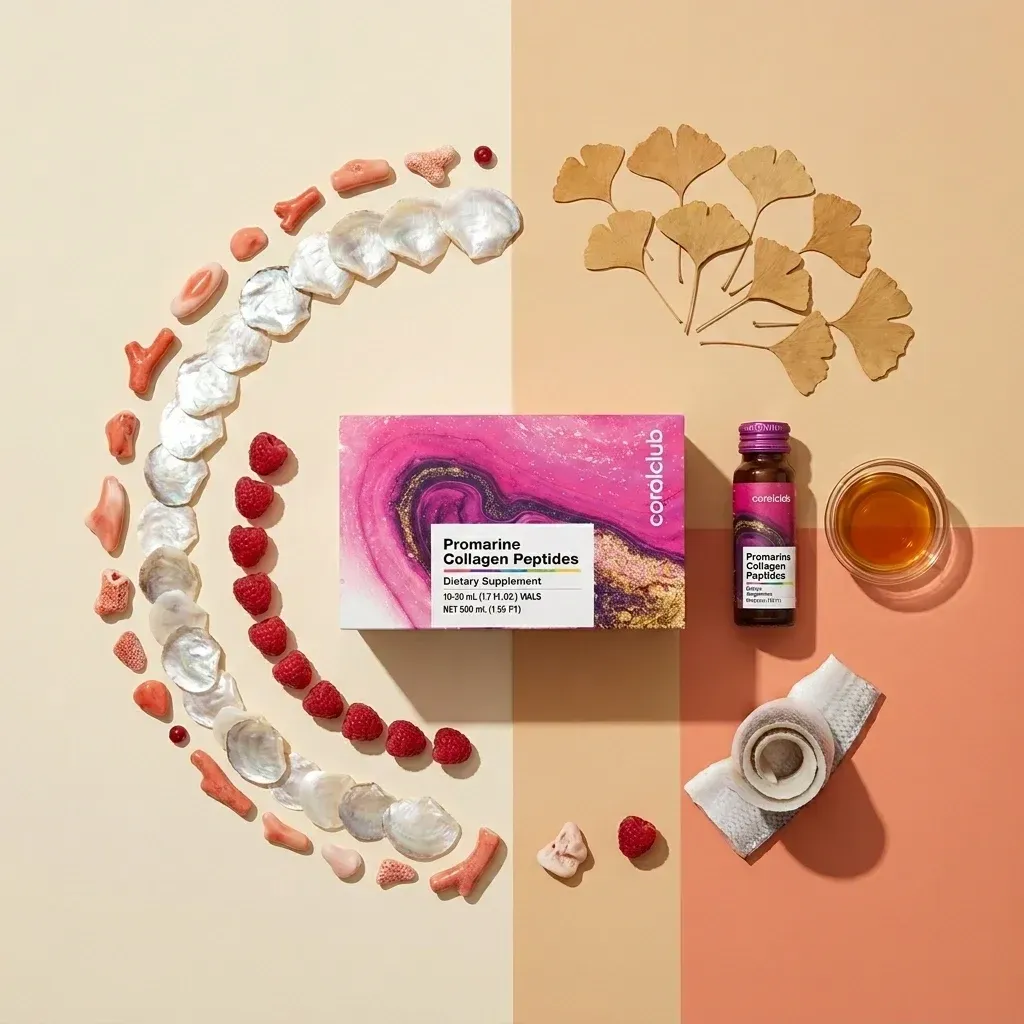 Promarine Collagen Peptides de la Coral Club, alături de ingredientele sale