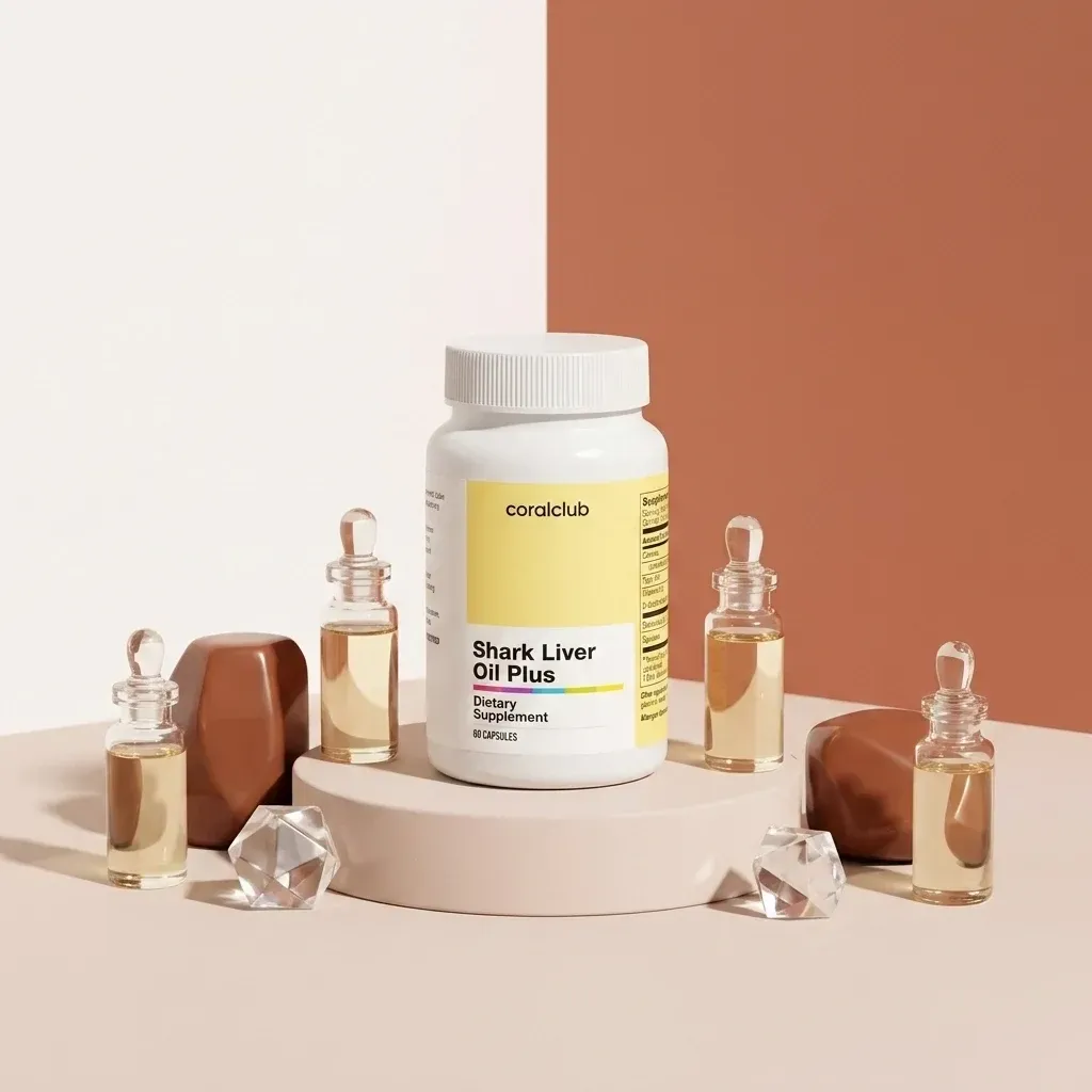 Shark Liver Oil Plus de la Coral Club, alături de ingredientele sale