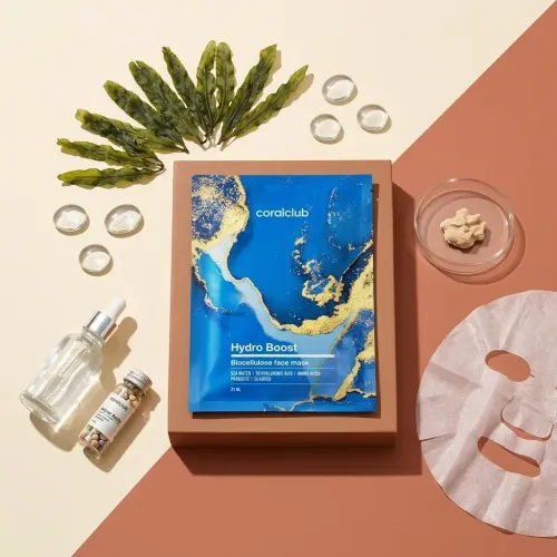 Hydro Boost Biocellulose Facial Mask de la Coral Club, alături de ingredientele sale