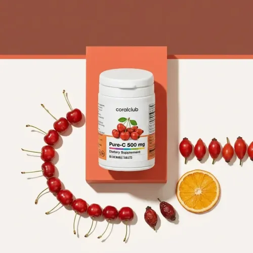 Pure-C 500 mg de la Coral Club, alături de ingredientele sale
